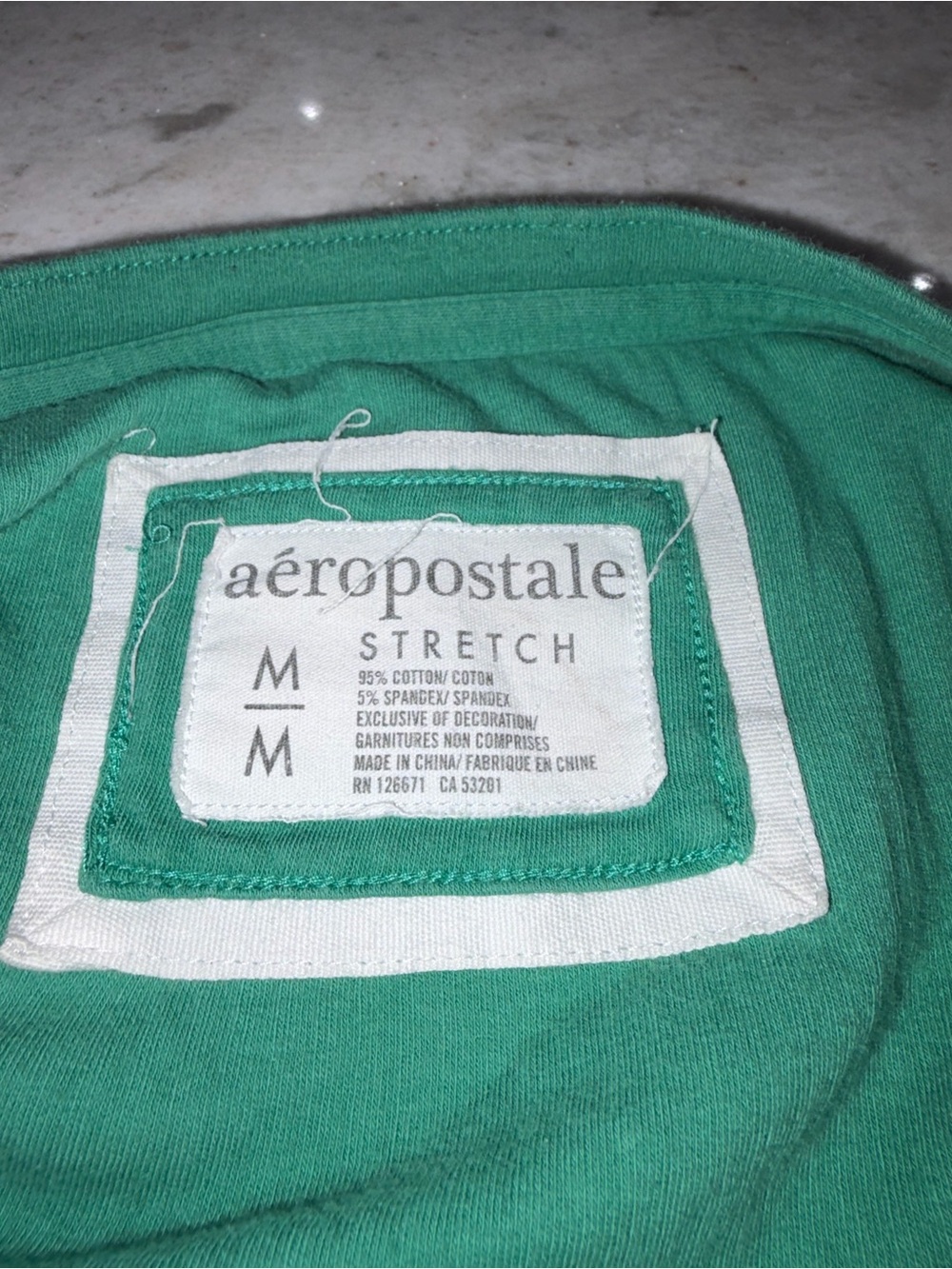 Aeropostale Rib Knit Henley Top Green Long Sleeve Y2K Spell Out Logo Size Med - Picture 5 of 5